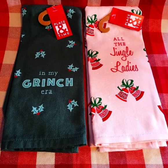 Other - NWT holiday tea towels. In my Grinch era & All the jingle ladies.
